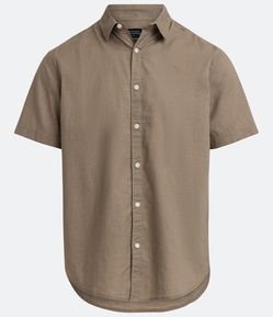 Camisa Comfort Básica em Linho com Manga Curta
