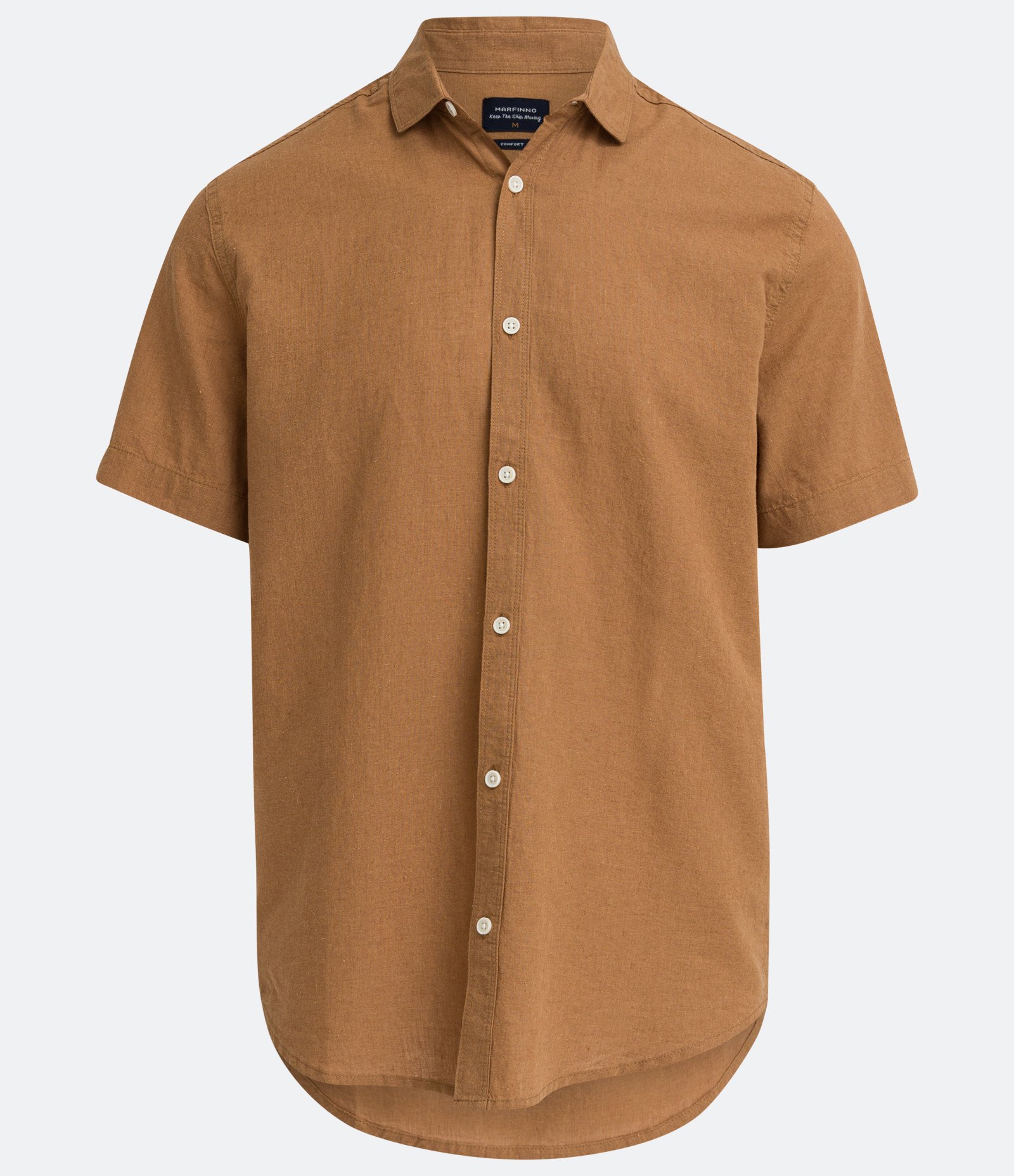 Camisa Comfort Básica em Linho com Manga Curta 5