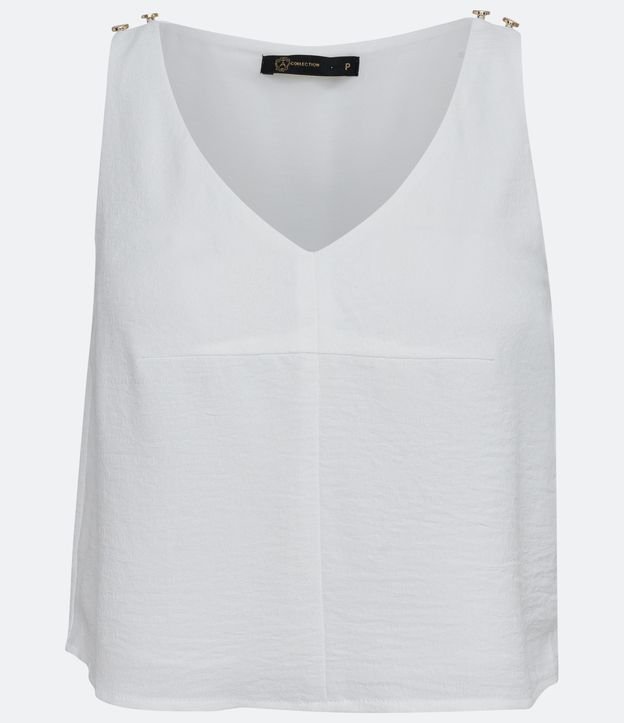 Blusa sin Manga Airflow Liso con Botones en los Tirantes Blanco 5