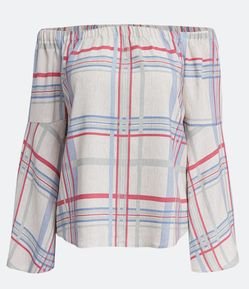 Blusa Ciganinha em Viscose com Estampa Xadrez