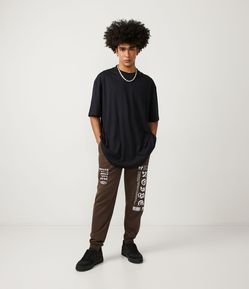Calça Jogger em Moletom com Estampa em Lettering