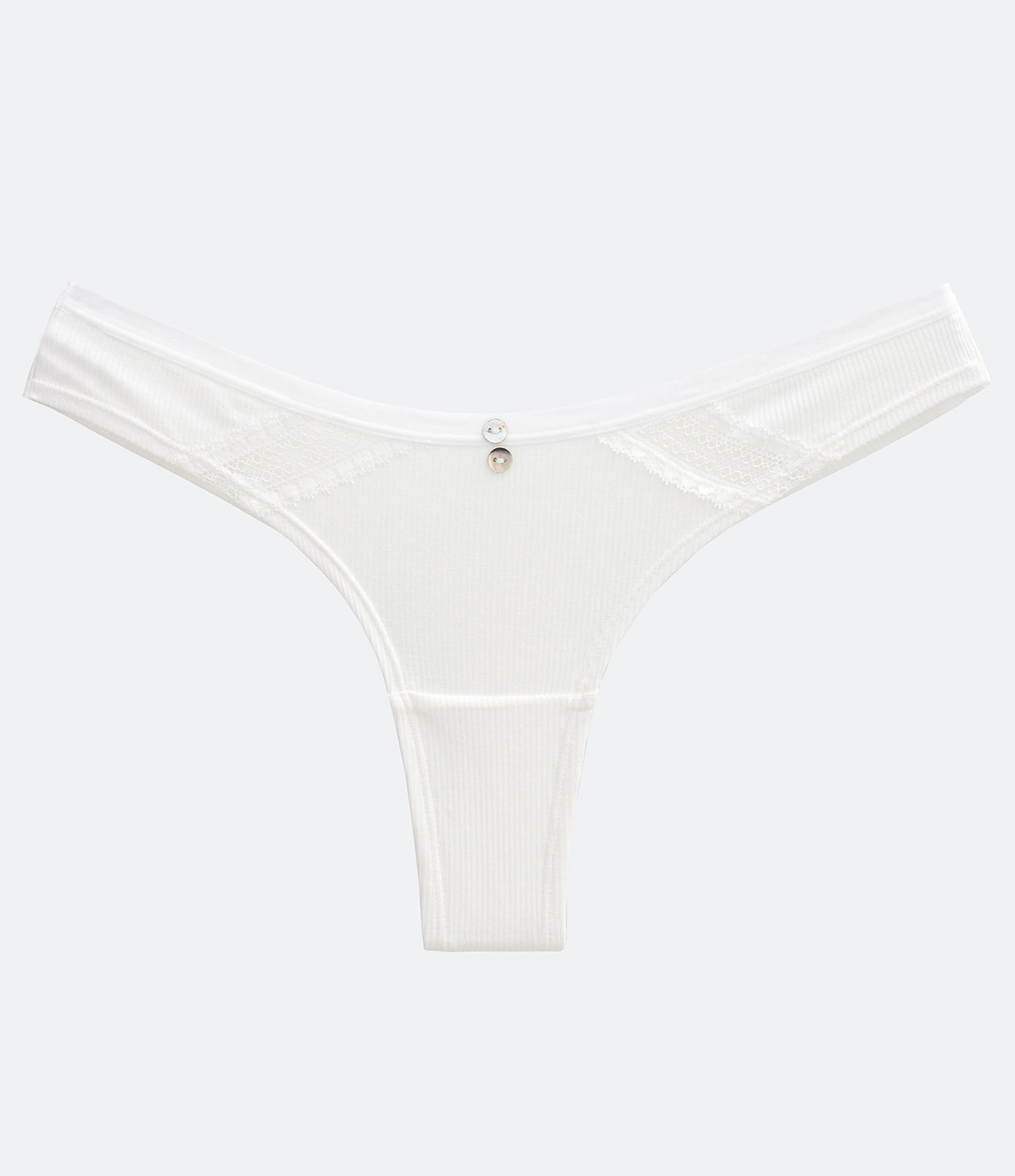 Calcinha Biquíni Fio Duplo em Viscose com Renda Branco 4