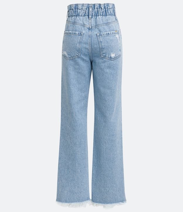 Pantalón Años 90 Jean con Desgastes y Terminación Deshilachada Azul 7