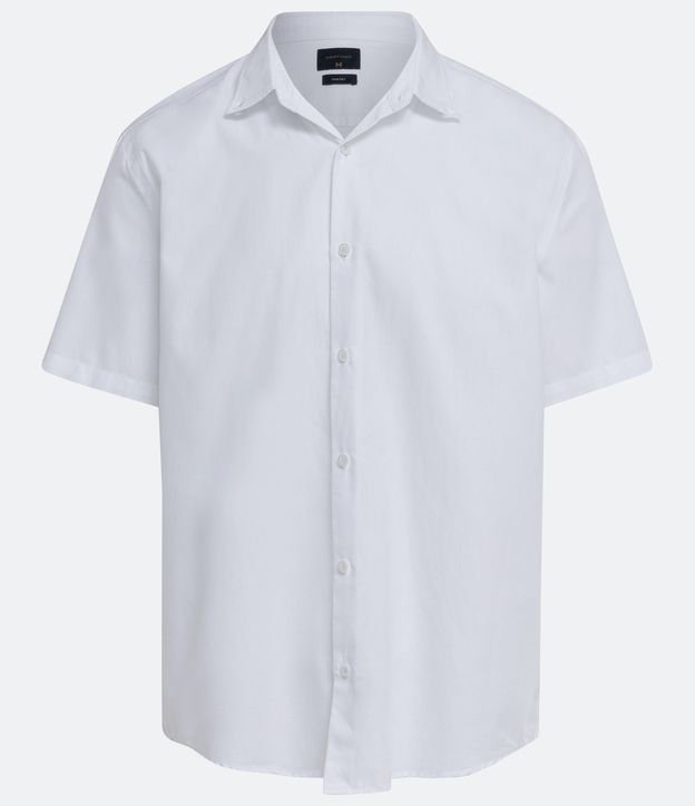 Camisa Regular em Algodão com Gola Colarinho e Manga Curta Branco 5