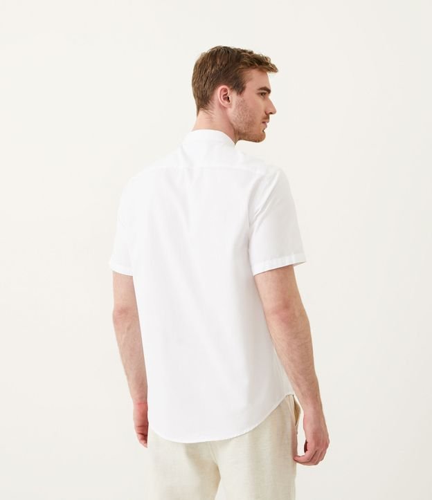 Camisa Regular em Algodão com Gola Colarinho e Manga Curta Branco 3