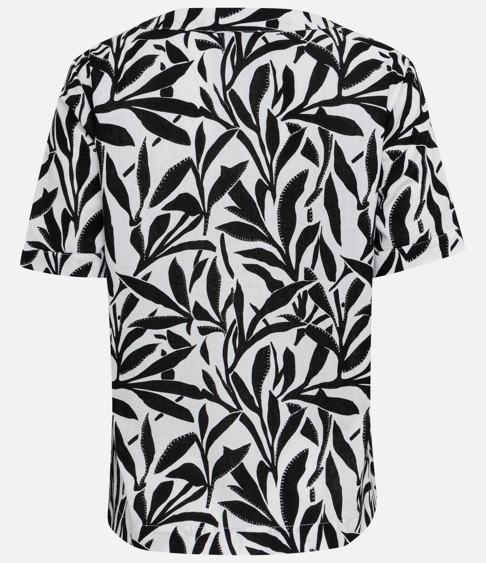 Blusa em Linho com Decote V e Estampa Floral Preto 6