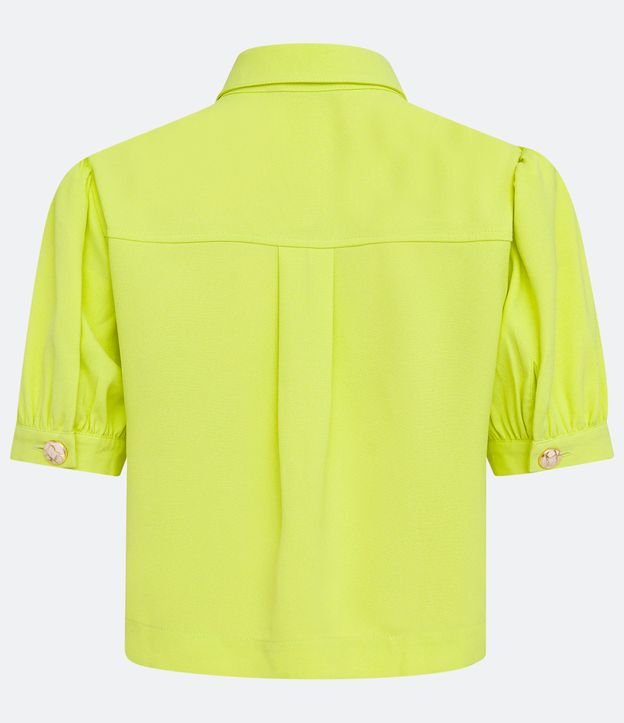 Camisa Manga Corta en Crepé con Bolsillos Delanteros y Botones Diferenciados Verde 7