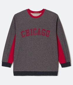 Blusa em Moletom com Estampa Chicago Curve & Plus size