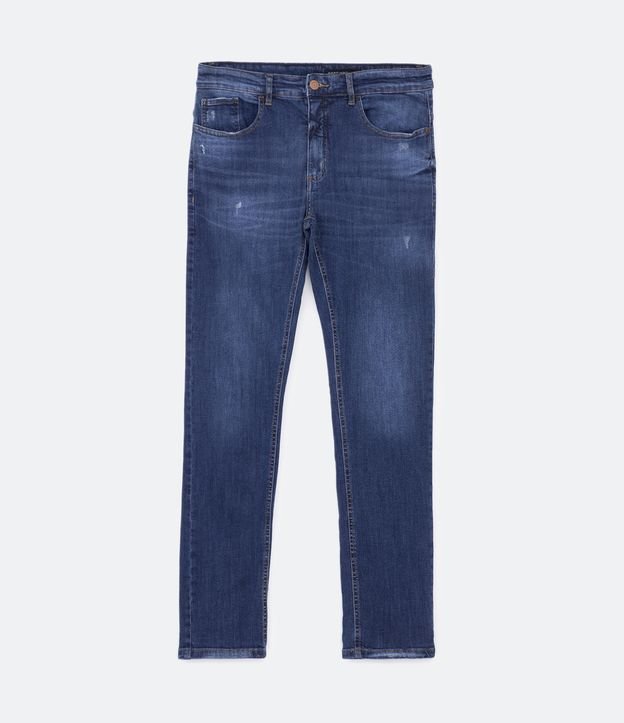 Calça Jeans com Detalhes de Puídos Azul 5