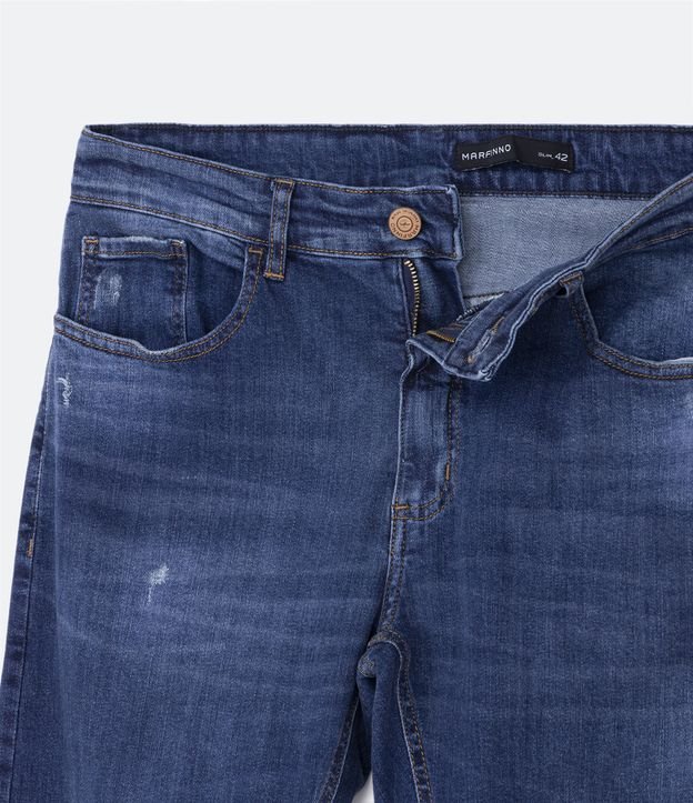 Calça Jeans com Detalhes de Puídos Azul 7