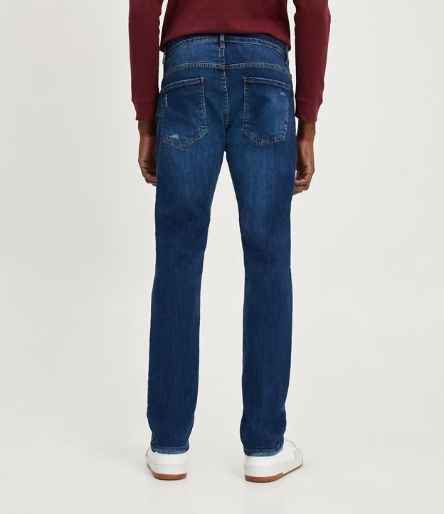 Calça Jeans com Detalhes de Puídos Azul 3