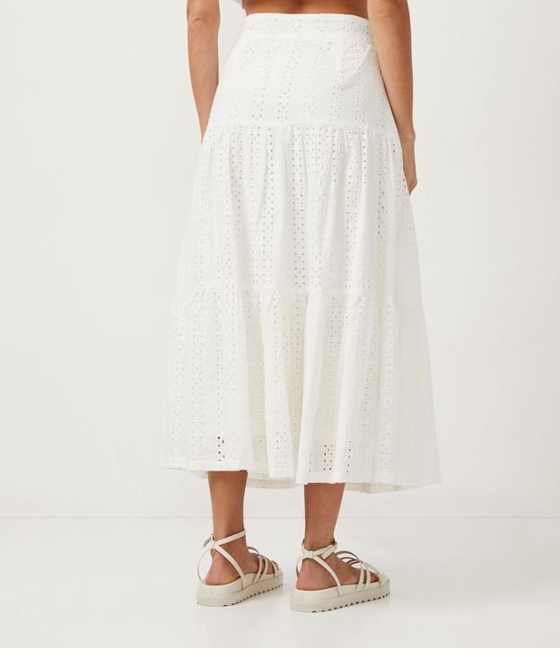 Pollera New Midi en Laise Texturizado con Recortes Fruncidos Blanco 3