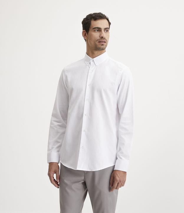 Camisa Comfort en Algodón Manga Larga Blanco 1