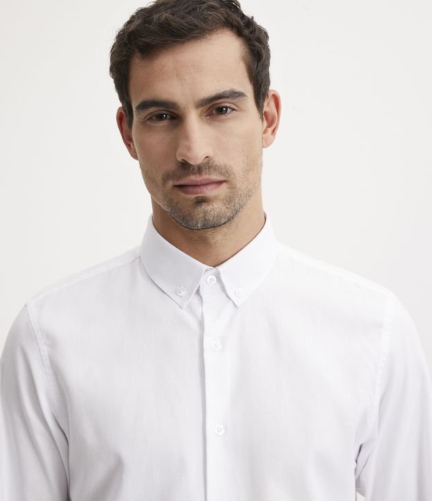 Camisa Comfort Básica em Oxford com Textura Maquinetada Branco 5