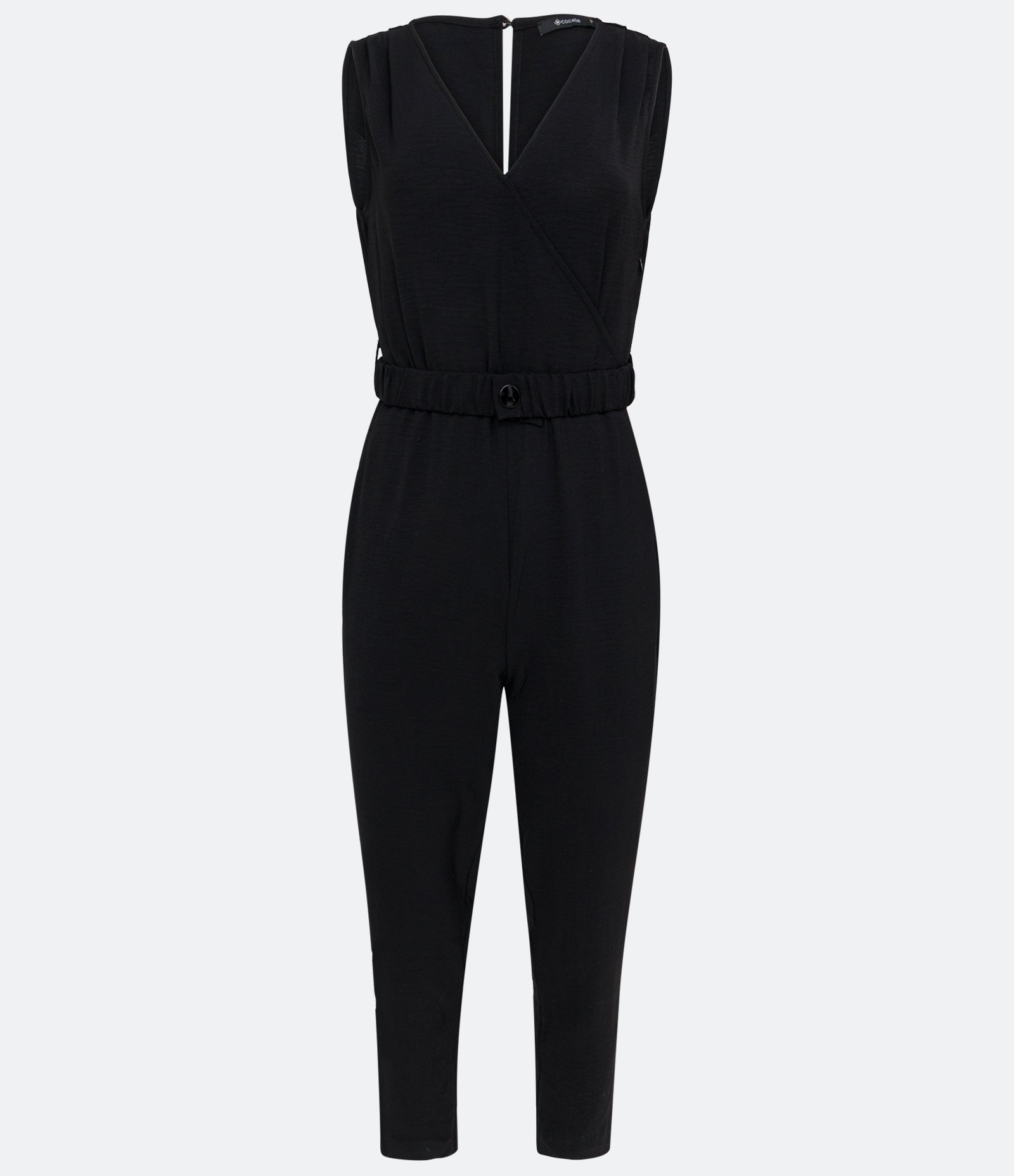 Macacão Longo com Cinto Elástico Preto 7