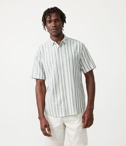 Camisa Comfort em Algodão com Estampa Listrada