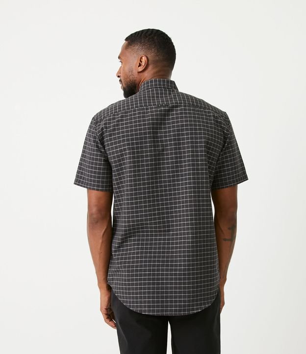 Camisa Comfort en Algodón con Estampado de Cuadros Negro 3