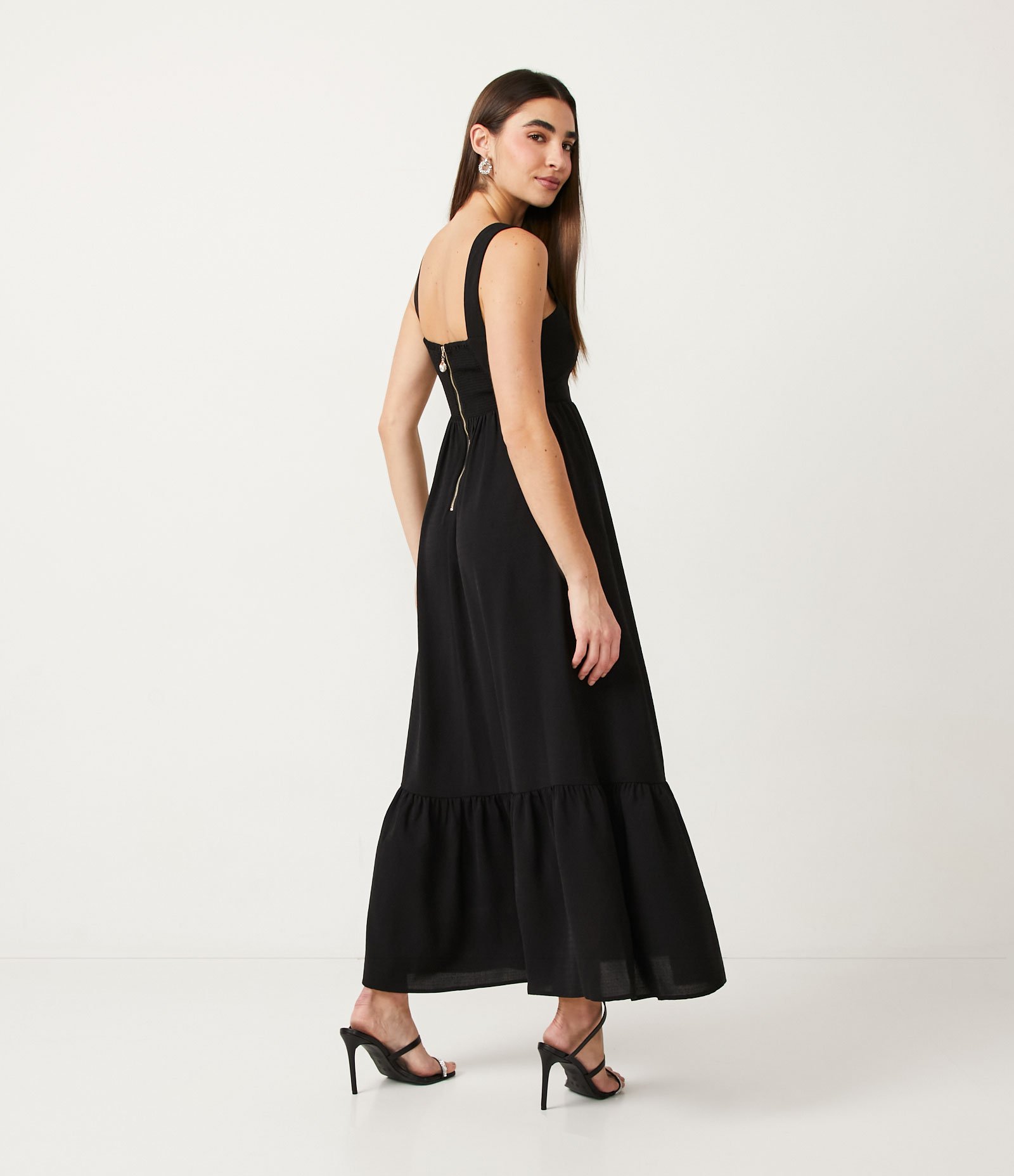 Vestido New Midi Regata com Fechamento em Zíper nas Costas Preto 2