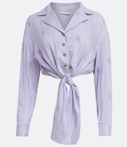 Camisa Cropped em Viscose com Amarração Frontal e Bordado