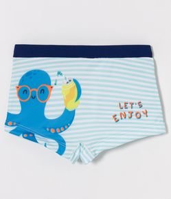 Sunga Boxer Infantil Rayada con Estampado de Pulpo - Talle 1 a 4 años