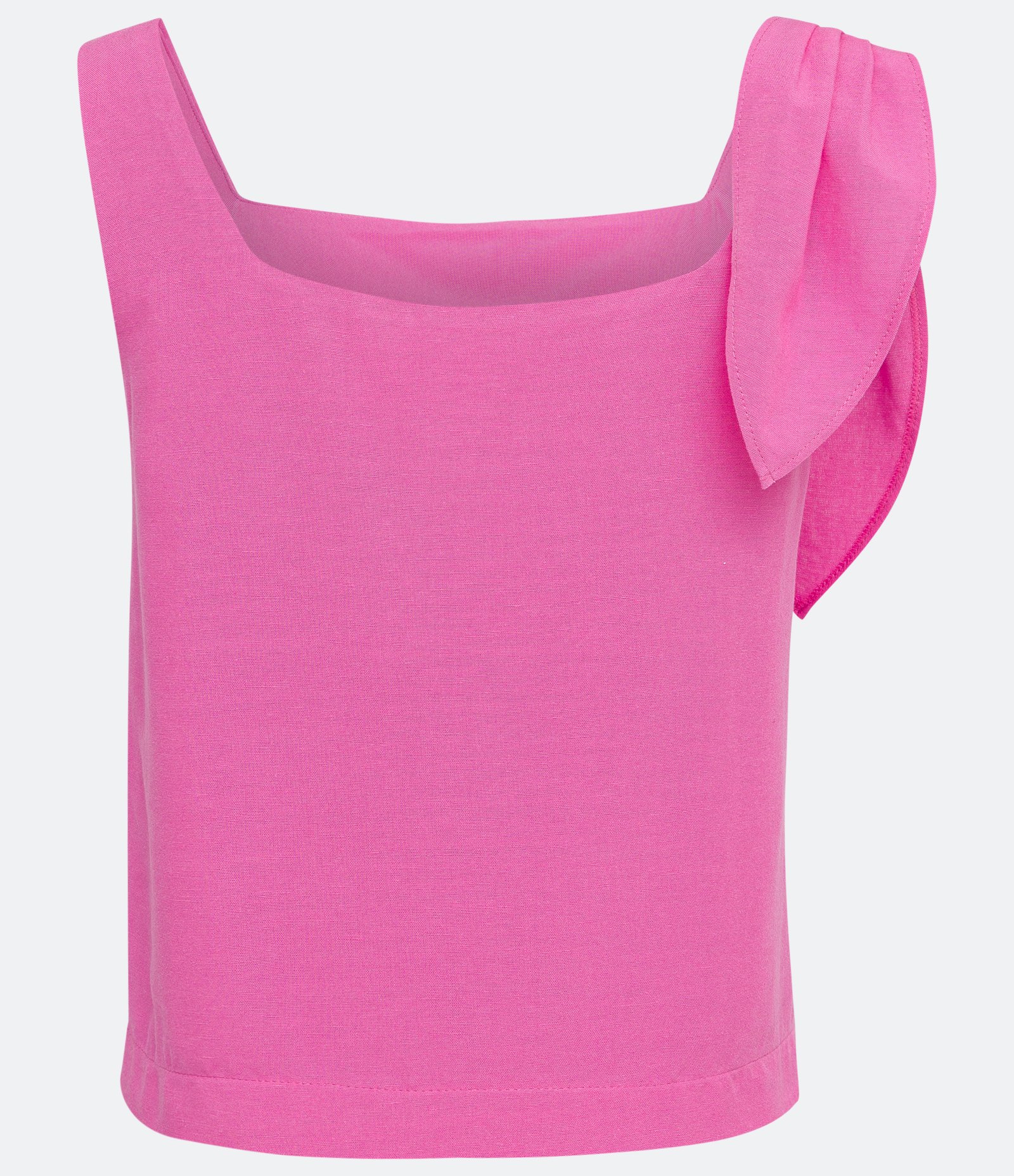 Blusa em Viscolinho com Alça Larga e Laço Rosa 6