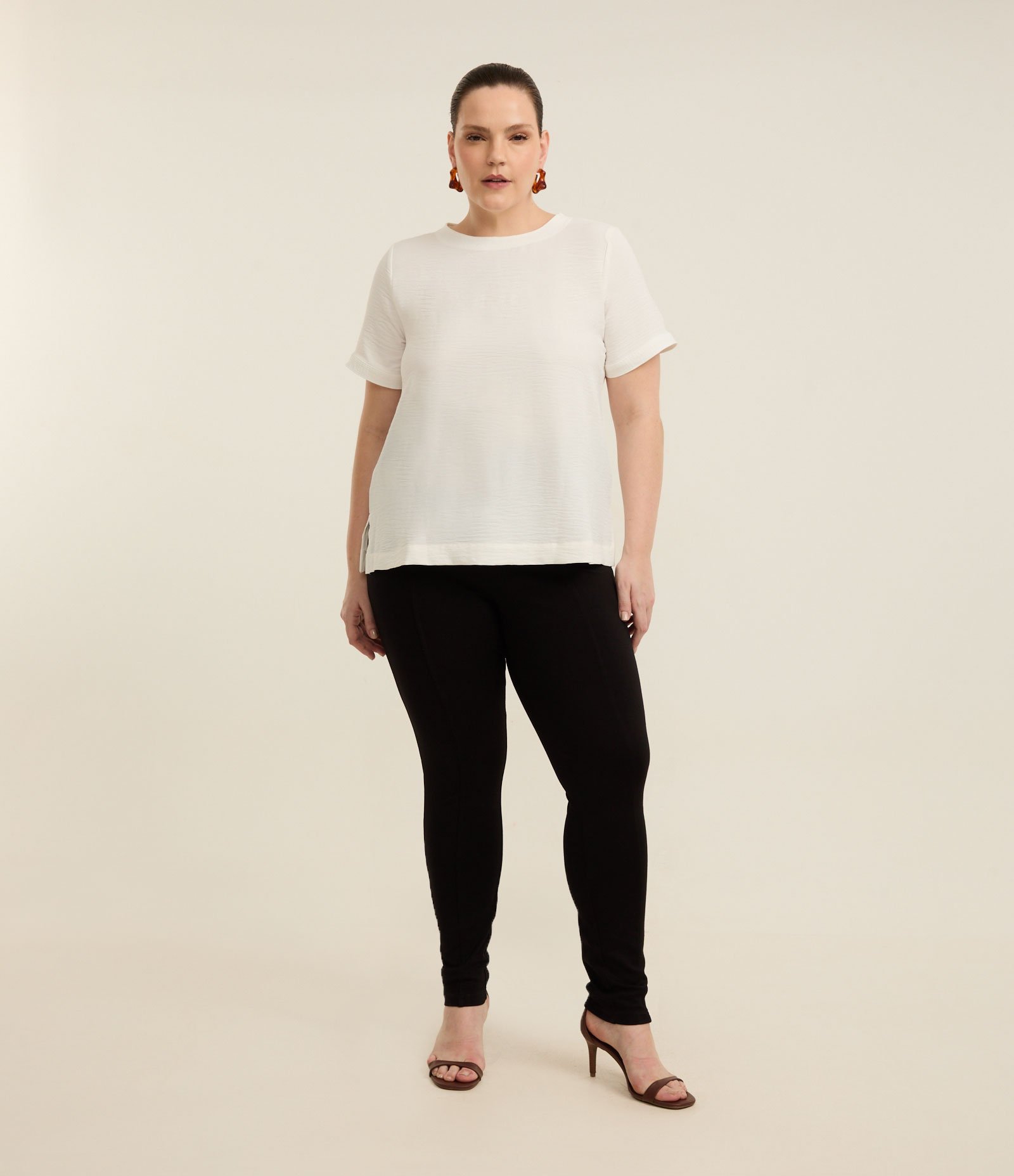 Calça Legging em Viscose com Elástico no Cós Curve & Plus Size Preto 1