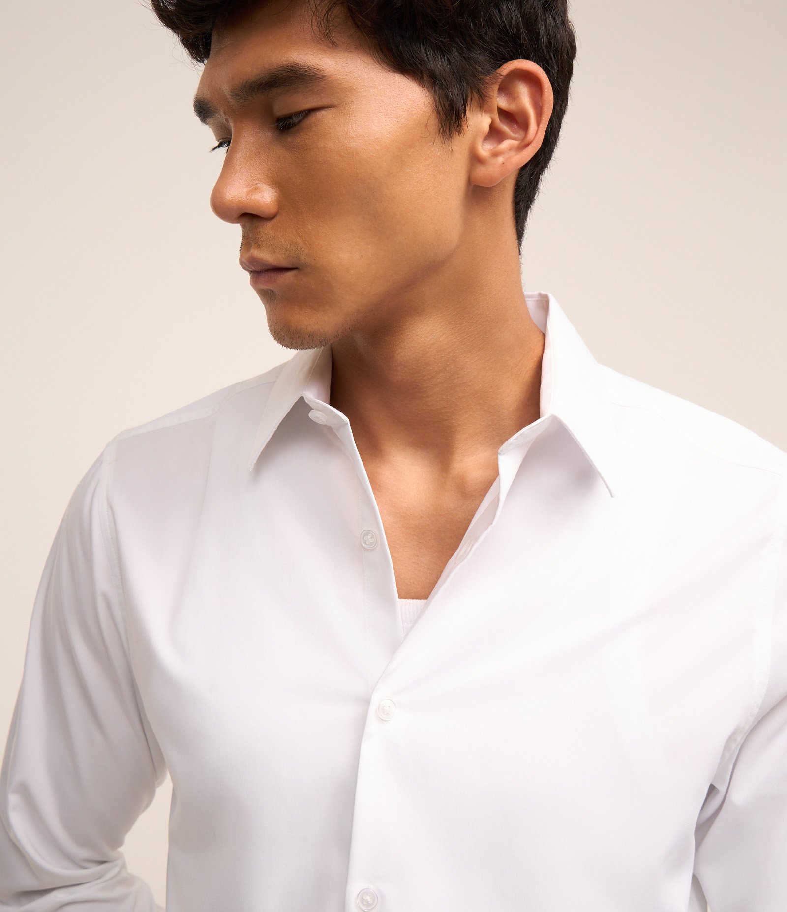 Camisa Slim em Fibra de Bambu Branco 3