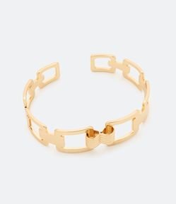 Bracelete Rígido em Metal com Elos Quadrados