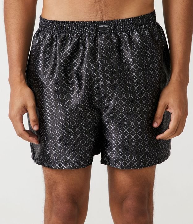 Calzoncillo Boxer de Tela con Estampado Estilo Corbata Negro 1