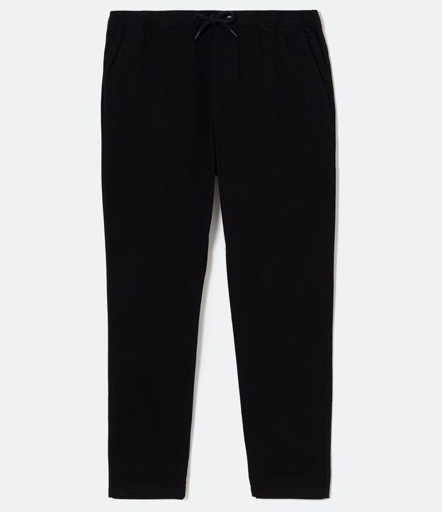Pantalón en Sarga con Cintura Elástica Negro 6