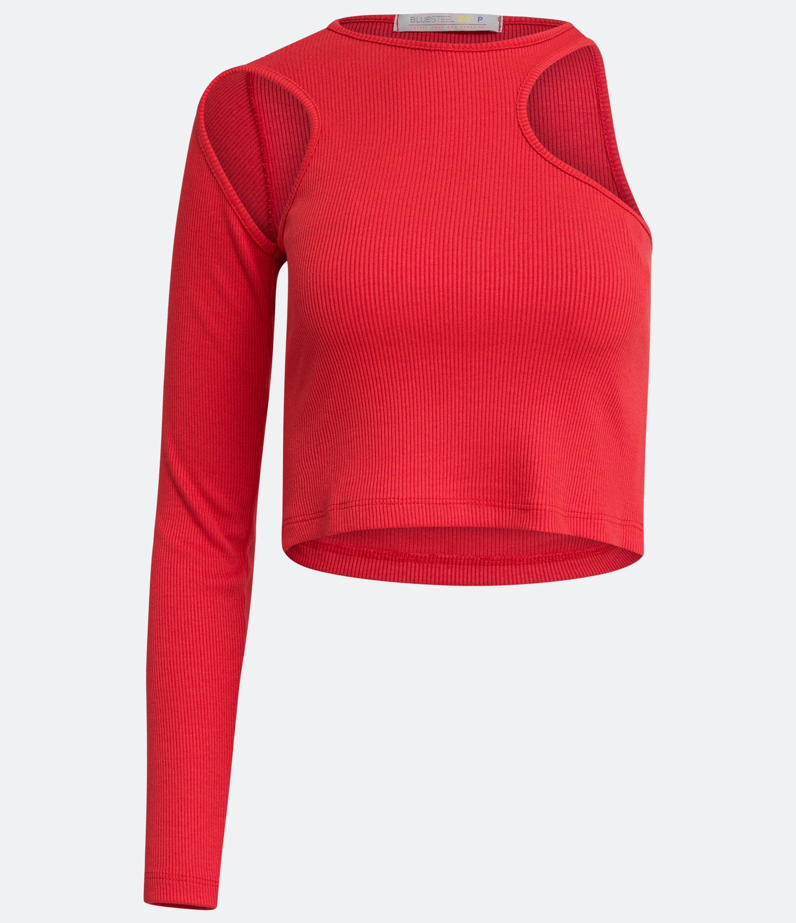Blusa em Ribana Canelada com Recorte Vazado Vermelho 1