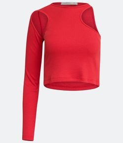 Blusa em Ribana Canelada com Recorte Vazado