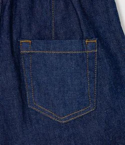 Short Saia Infantil em Jeans Plissado - Tam 5 a 14 anos