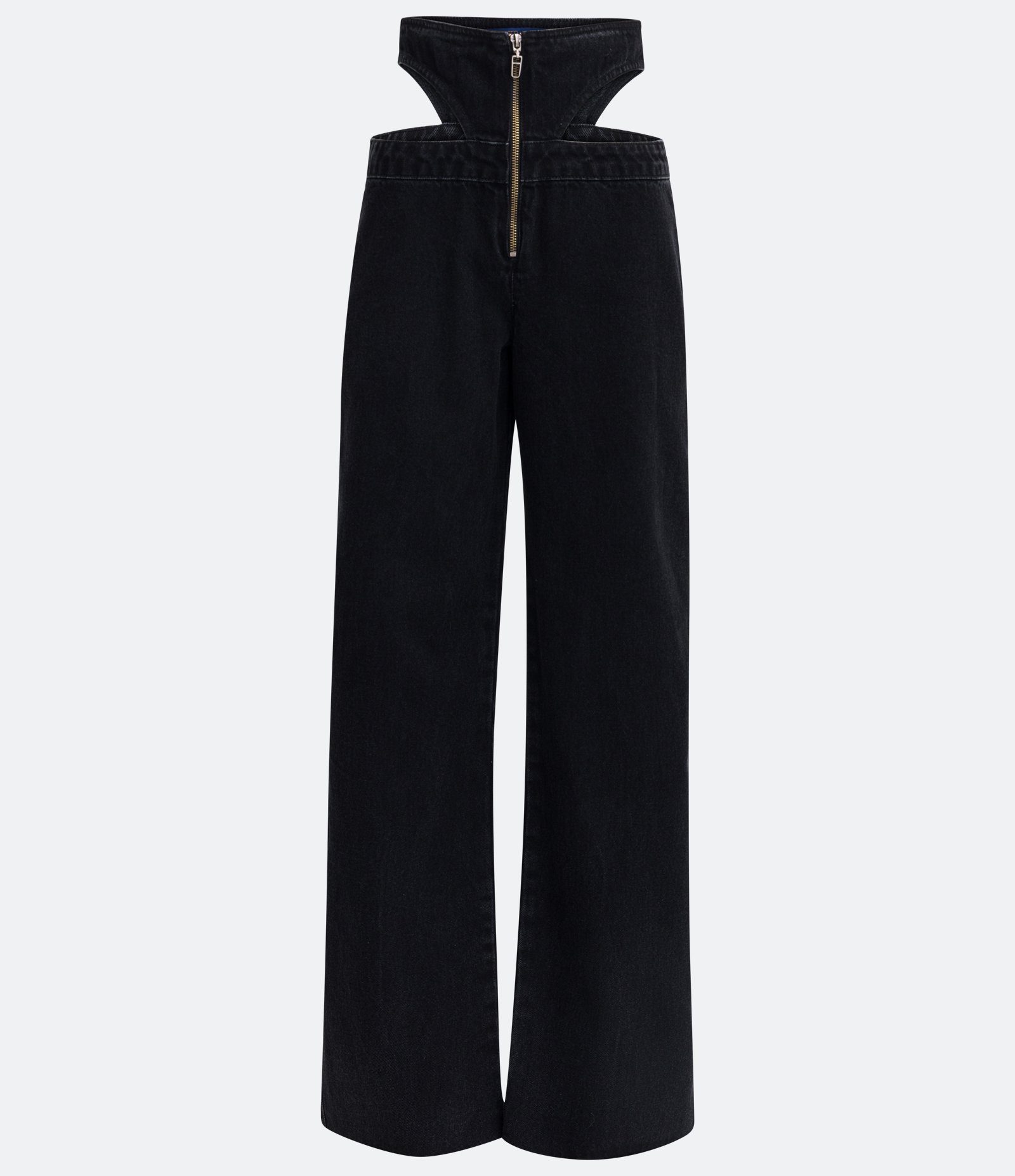 Calça Anos 90 Jeans com Detalhe Asa Delta e Zíper Frontal Preto 6