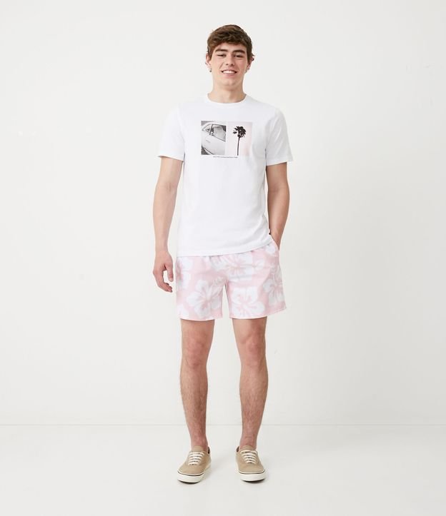 Bermuda com Cós Elástico e Estampa Floral