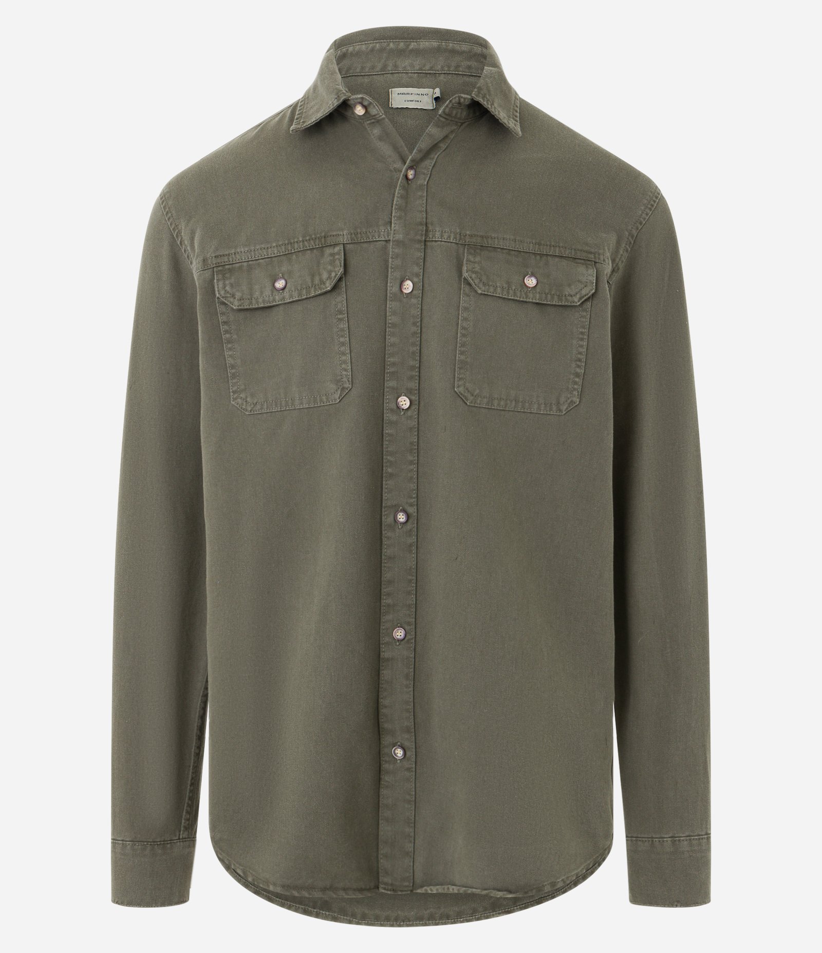 Camisa Comfort em Algodão com Bolsos Lapela e Abotoamento Verde 6