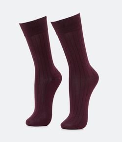 Meia Cano Longo em Modal com Textura Canelada