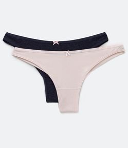 Kit 02 Calcinhas Biquíni Fio Duplo em Algodão com Cós Elástico