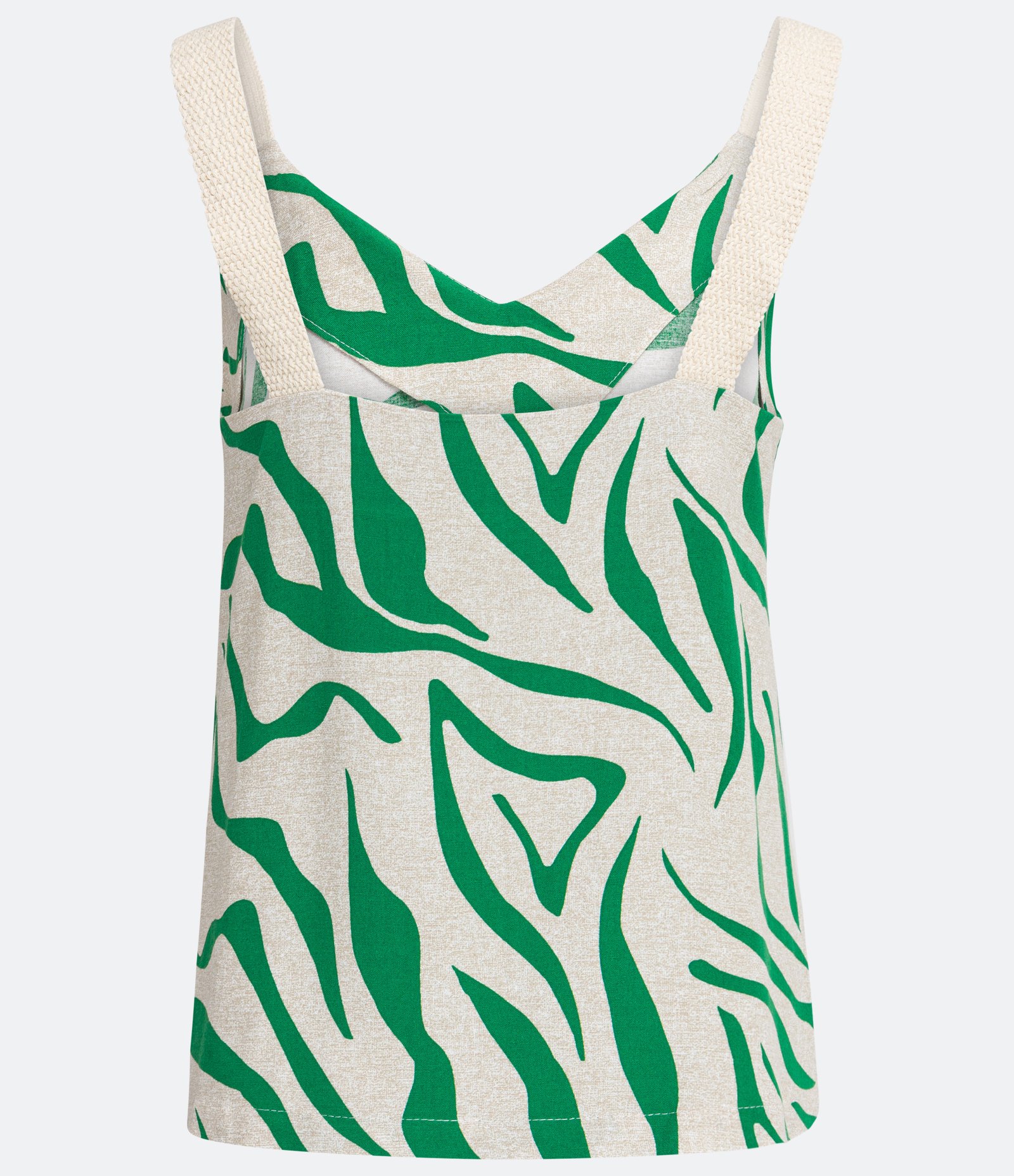 Blusa Regata em Viscolinho com Estampa Animal Print Zebra Verde 2