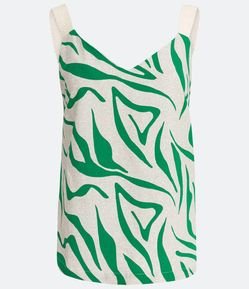 Blusa Regata em Viscolinho com Estampa Animal Print Zebra
