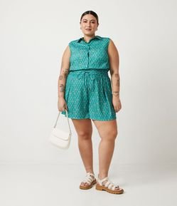 Short em Crepe com Estampa de Raquete Curve & Plus Size