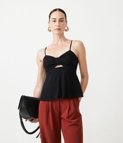 Blusa Regata em Viscose com Recorte Vazado Abaixo do Busto