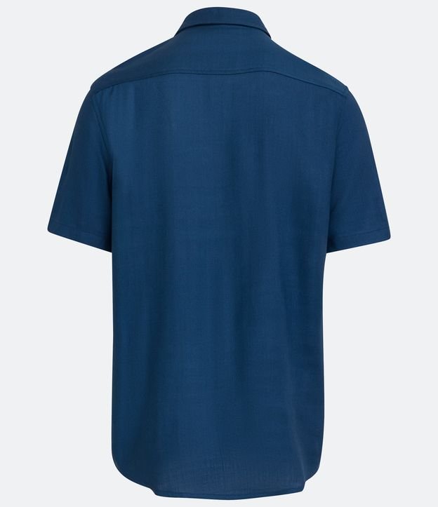 Camisa Manga Curta em Viscose com Textura Rústica Azul 6