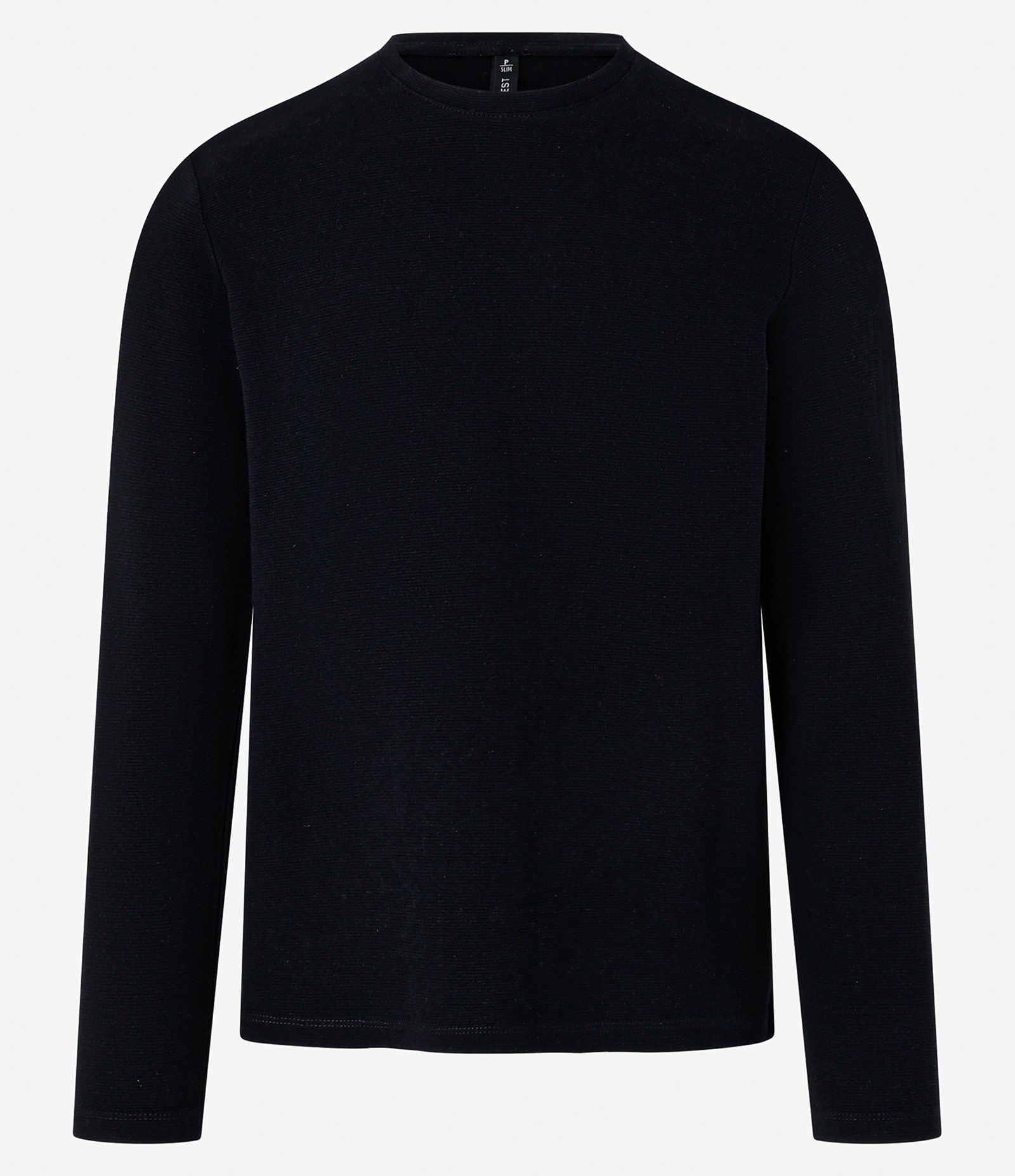 Camiseta Slim em Algodão com Textura Canelada Preto 1