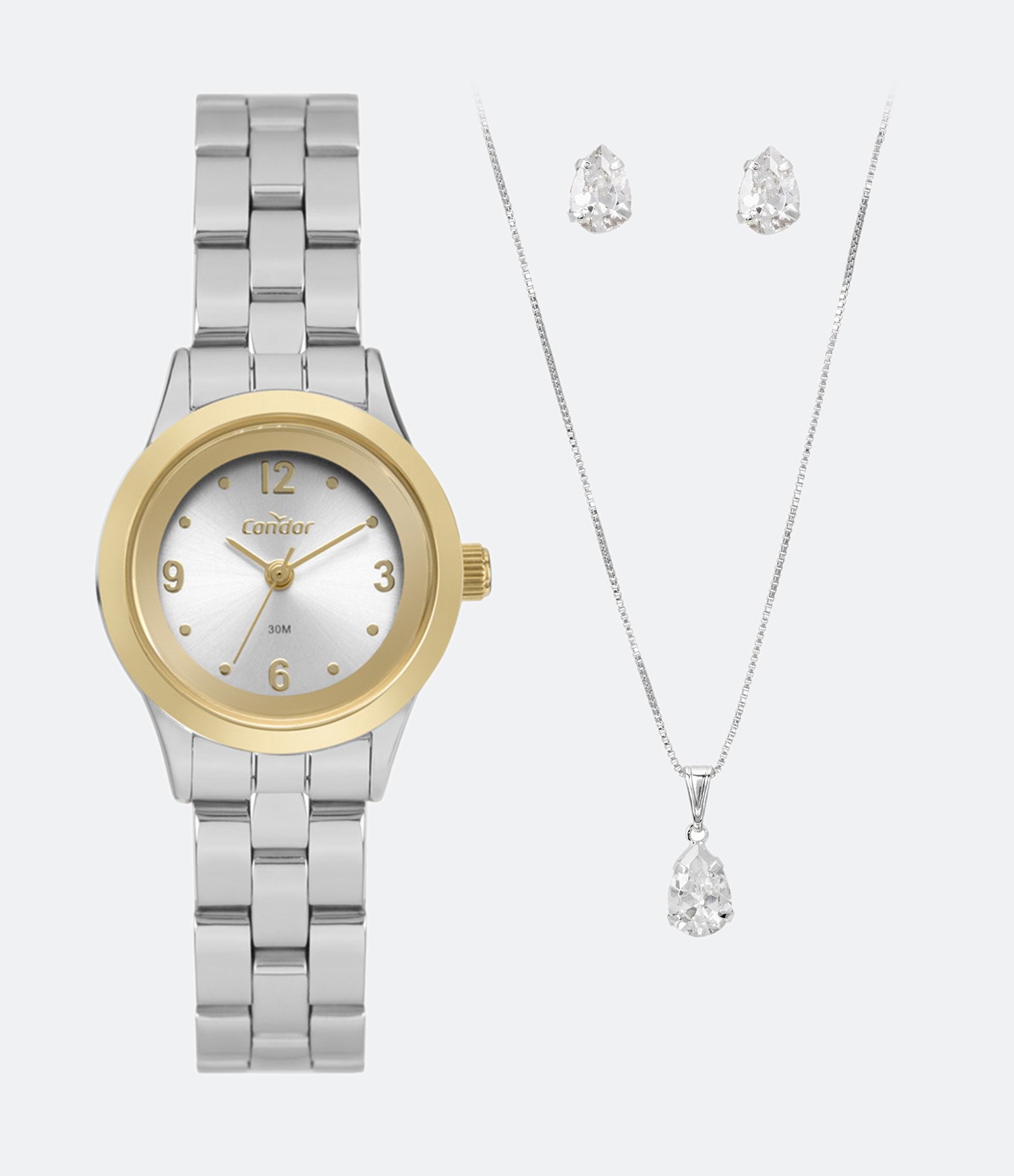 Kit Relógio Condor com Pulseira em Aço e Caixa em Metal  COPC21JAL/K5K Cinza Claro 1