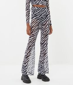 Calça Bailarina em Tule com Estampa Animal Print Zebra