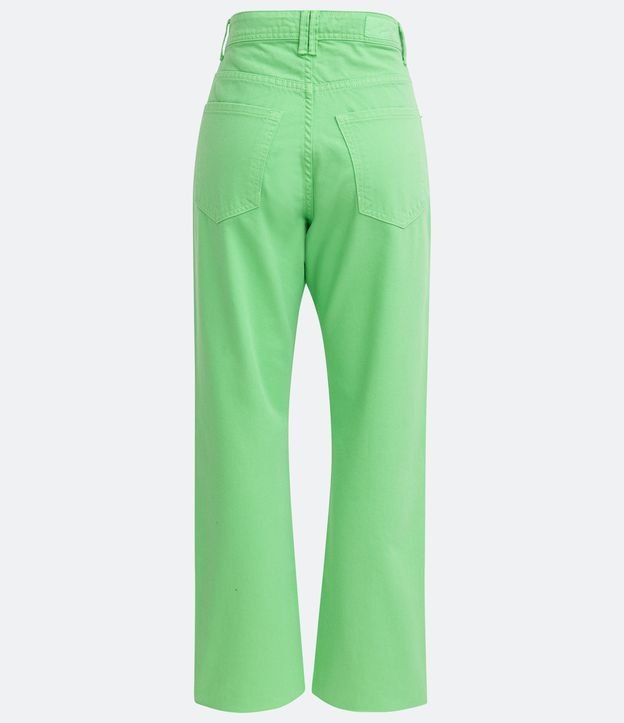 Calça Reta Cropped Jeans com Cintura Alta e Barra Corte a Fio Verde 6