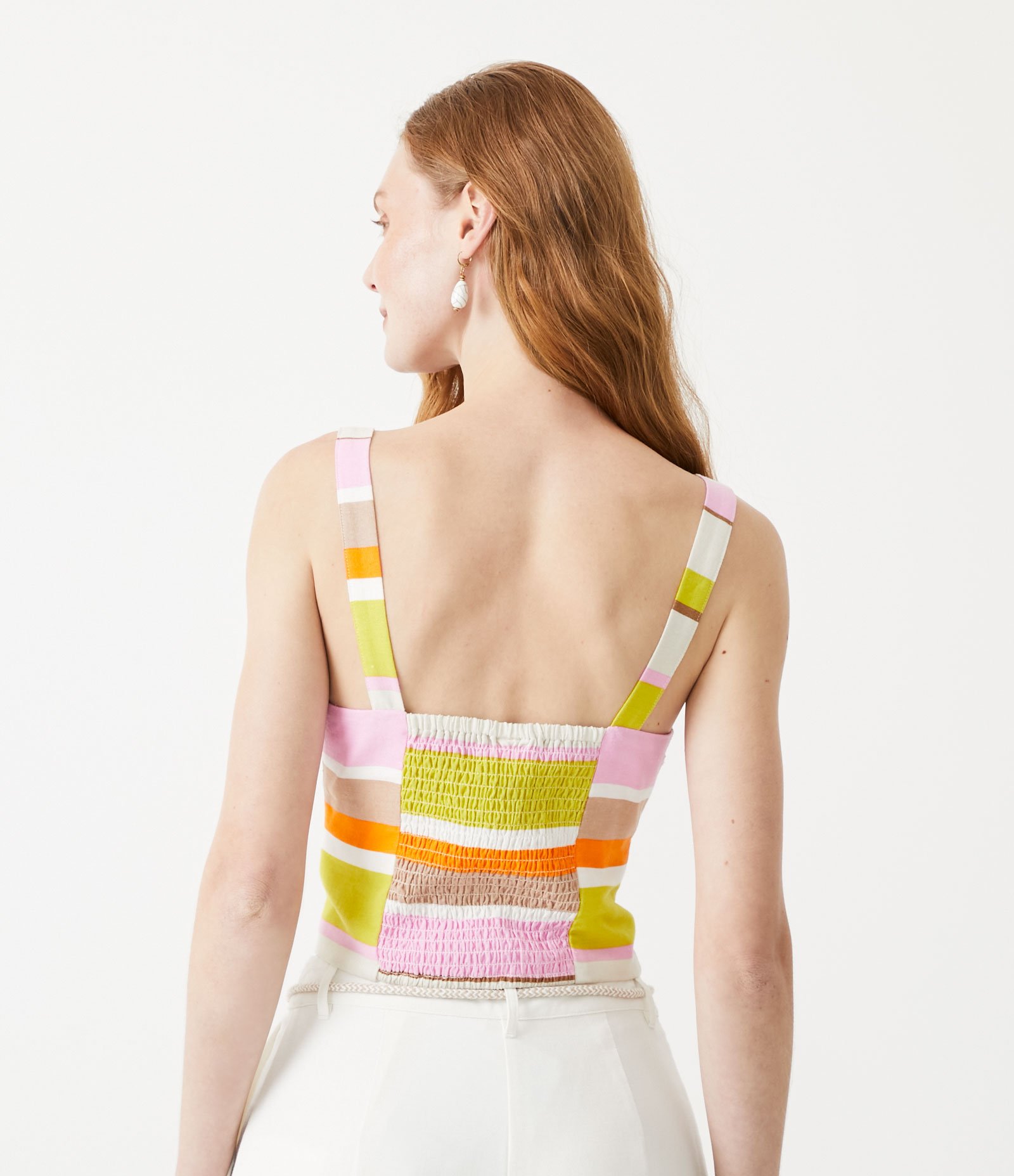 Blusa Cropped em Viscolinho com Estampa Listrada Multicores 3