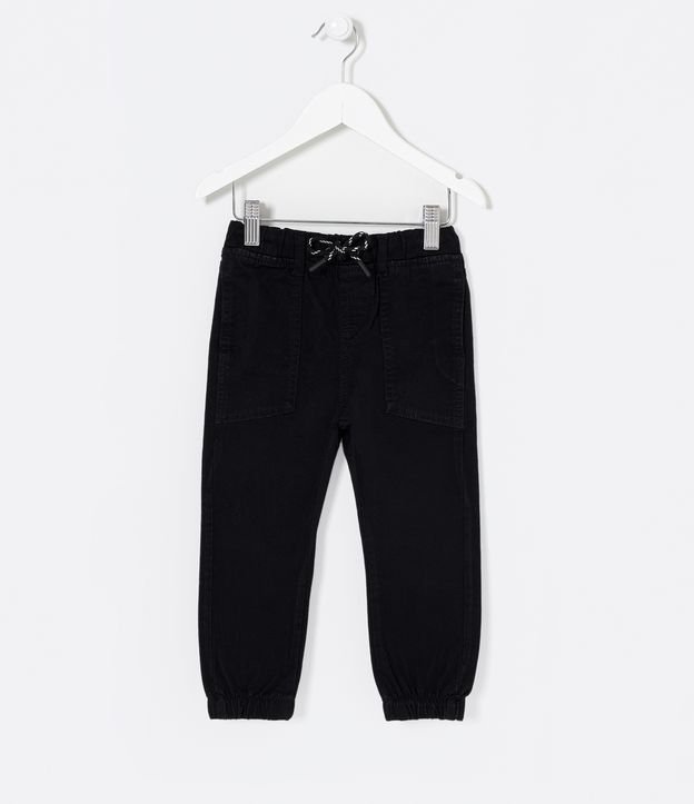 Pantalón Jogger Infantil en Sarga con Bolsillos Alargados - Talle 1 a 5 años Negro 1