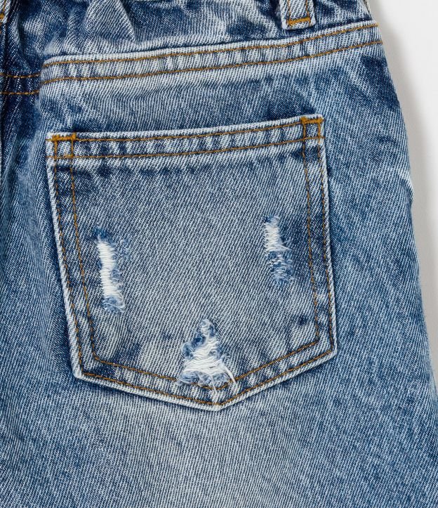 Calça Wide Leg Infantil em Jeans com Puídos - Tam 5 a 14 anos Azul 5